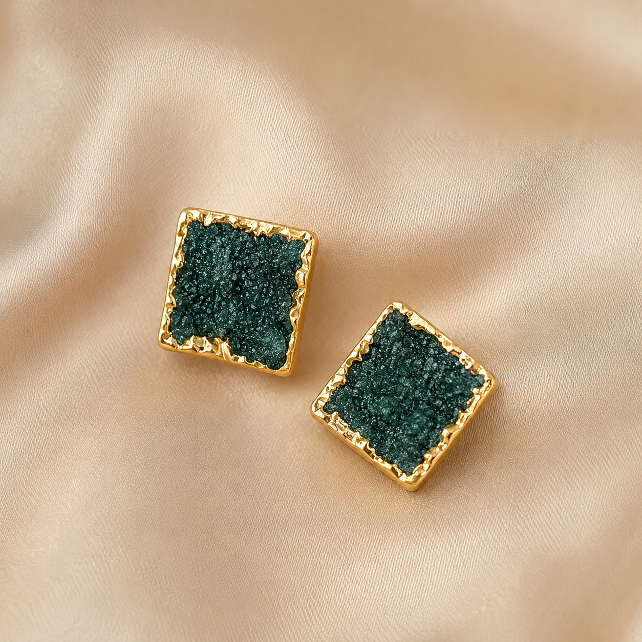 Raw Gem Square Studs