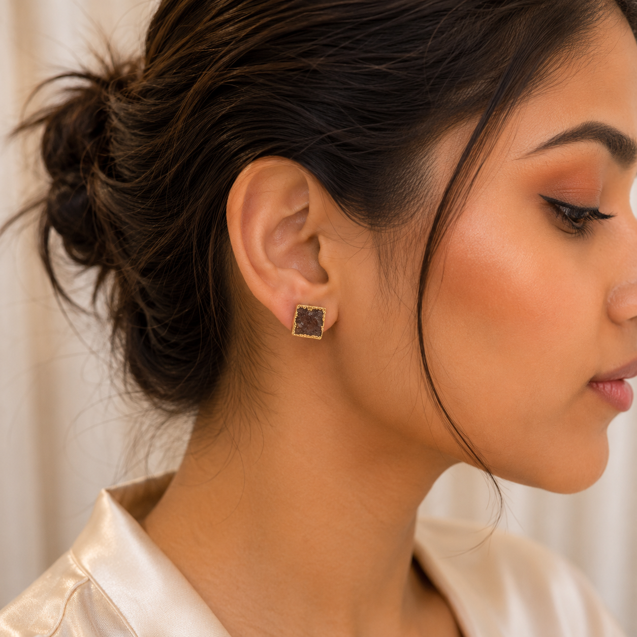 Raw Gem Square Studs