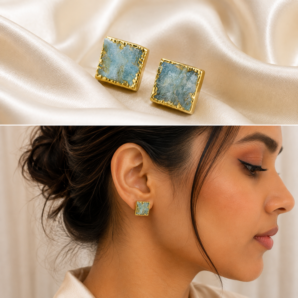 Raw Gem Square Studs