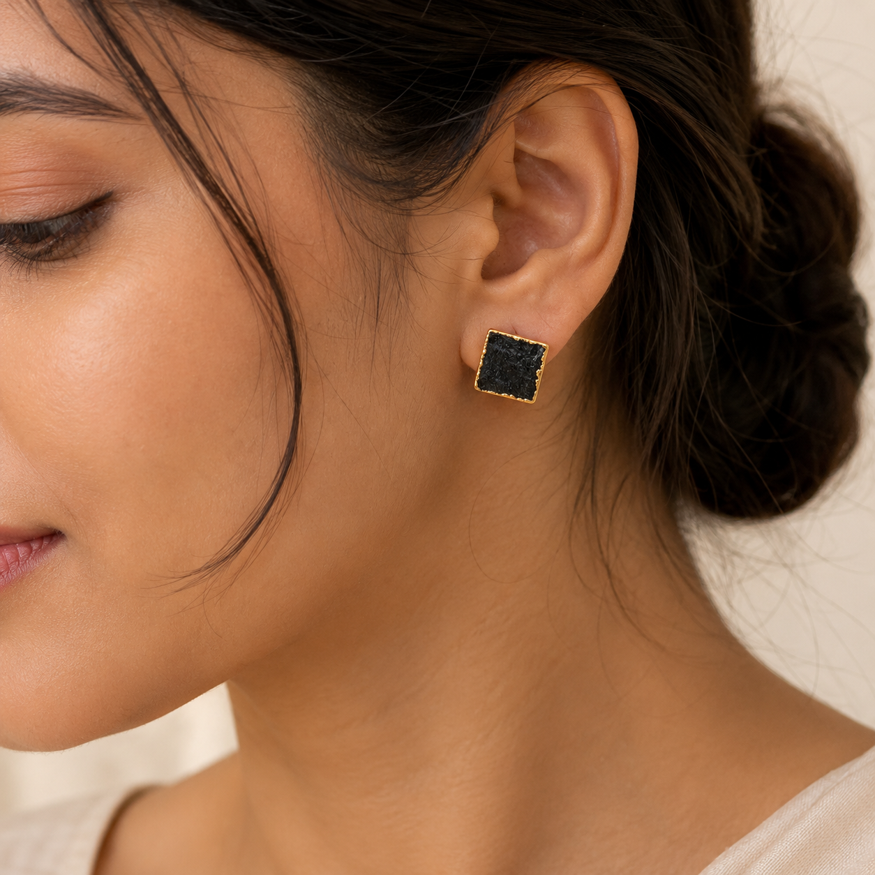 Raw Gem Square Studs