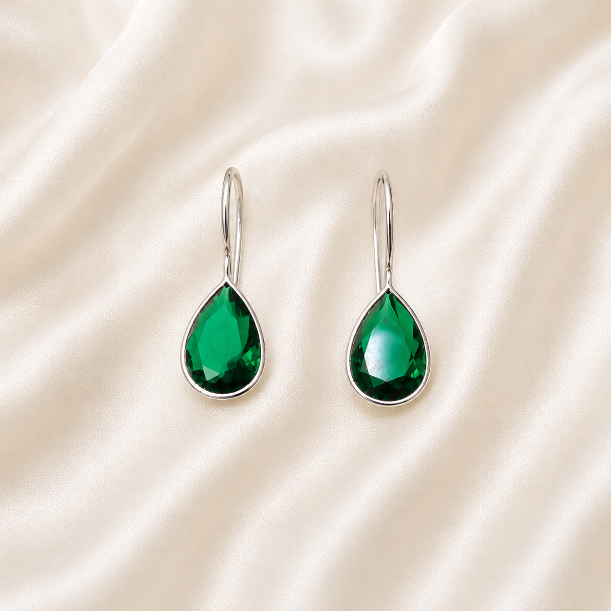 Teardrop Stone Silver Tone Earrings