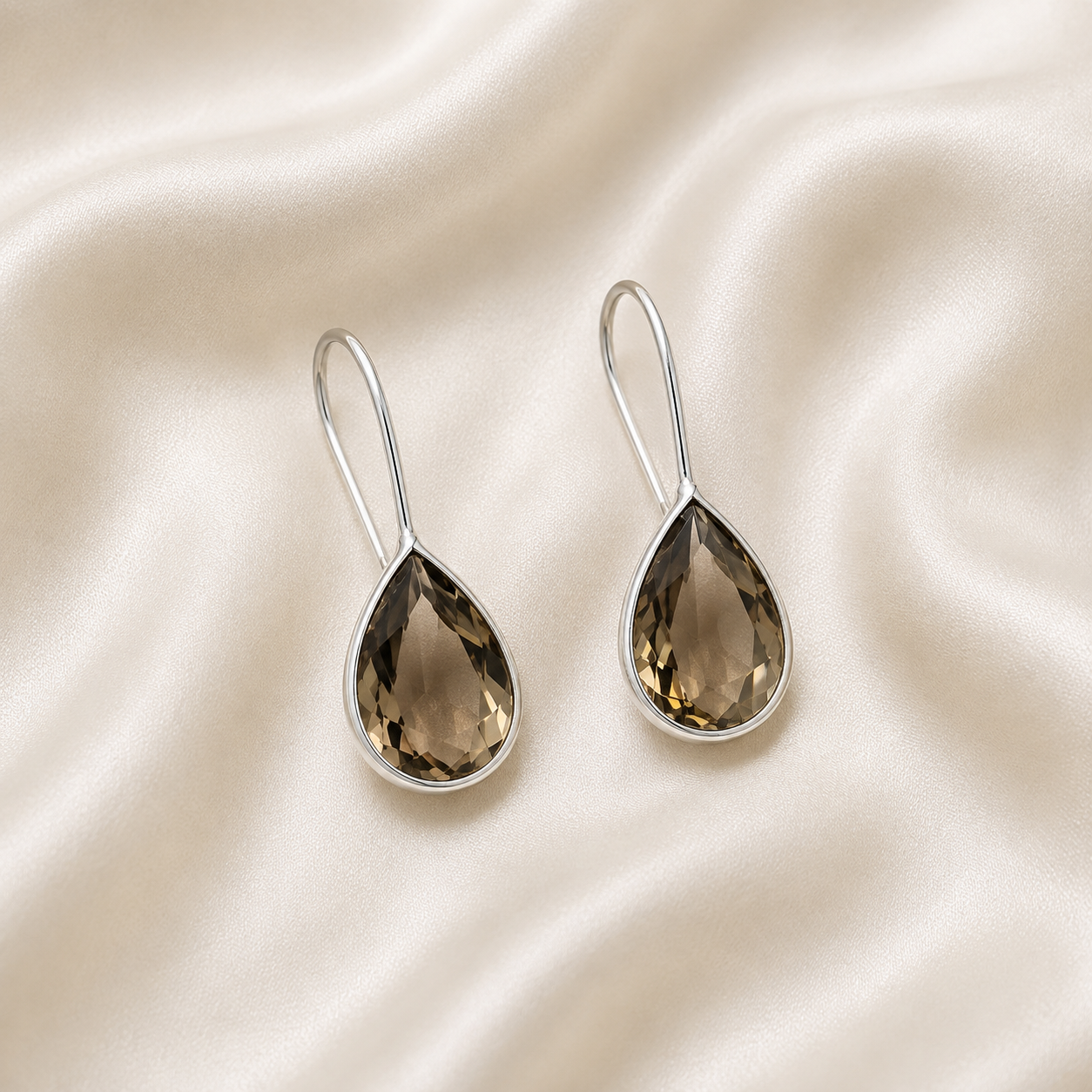 Teardrop Stone Silver Tone Earrings