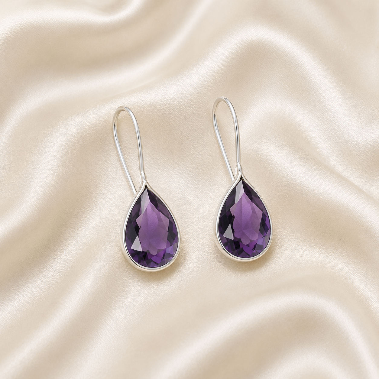 Teardrop Stone Silver Tone Earrings