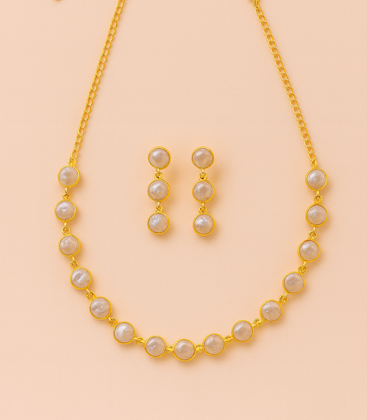 Genz Pearl Fusion Necklace set