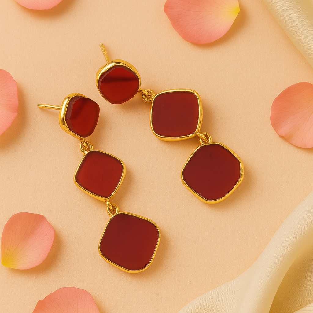 Crimson Glow Drop Earrings