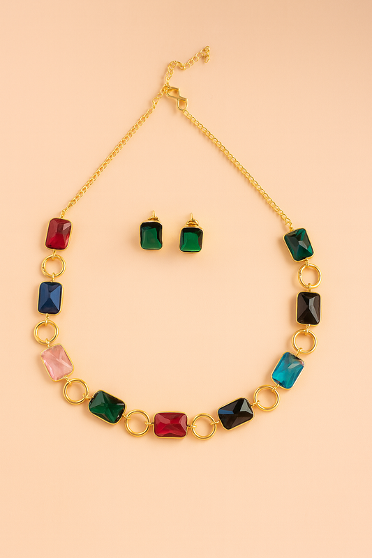 Multicolor Gemstone Necklace Set