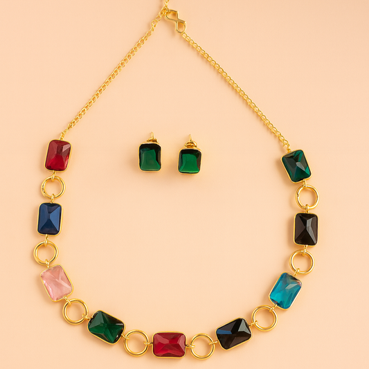 Multicolor Gemstone Necklace Set