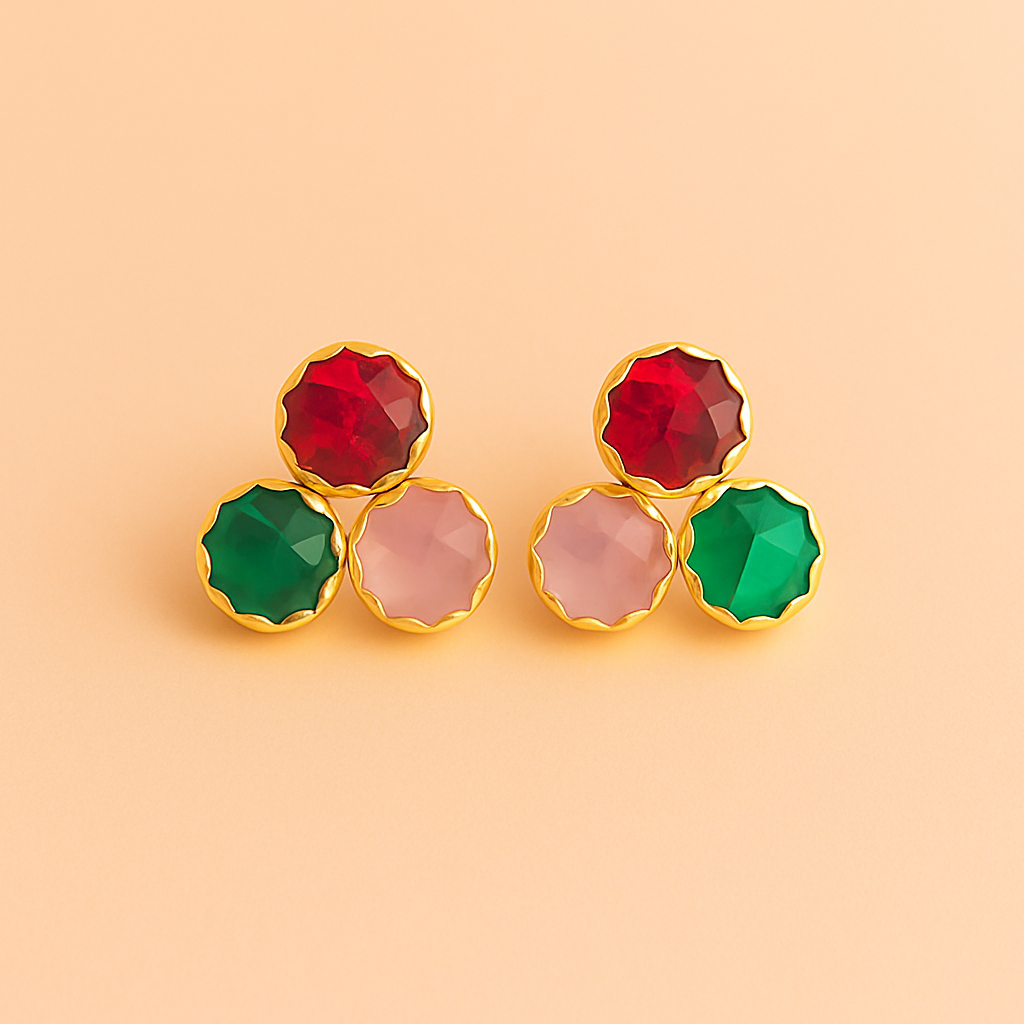 tricolor stone studs