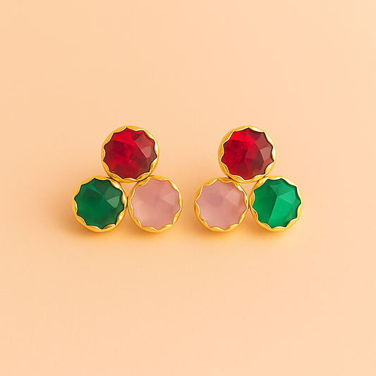 tricolor stone studs