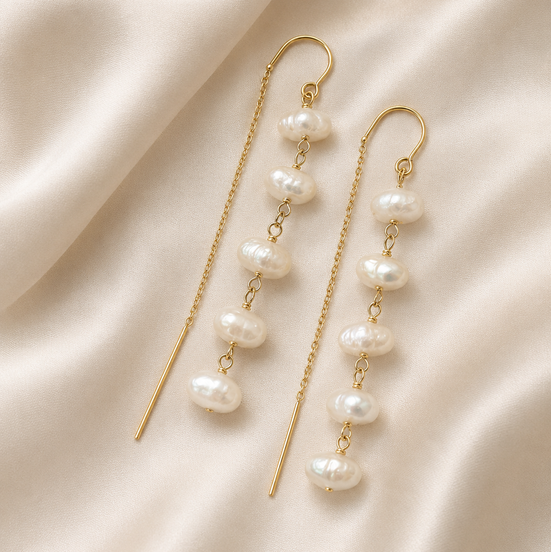 Mira Baroque Pearl Threader Earrings