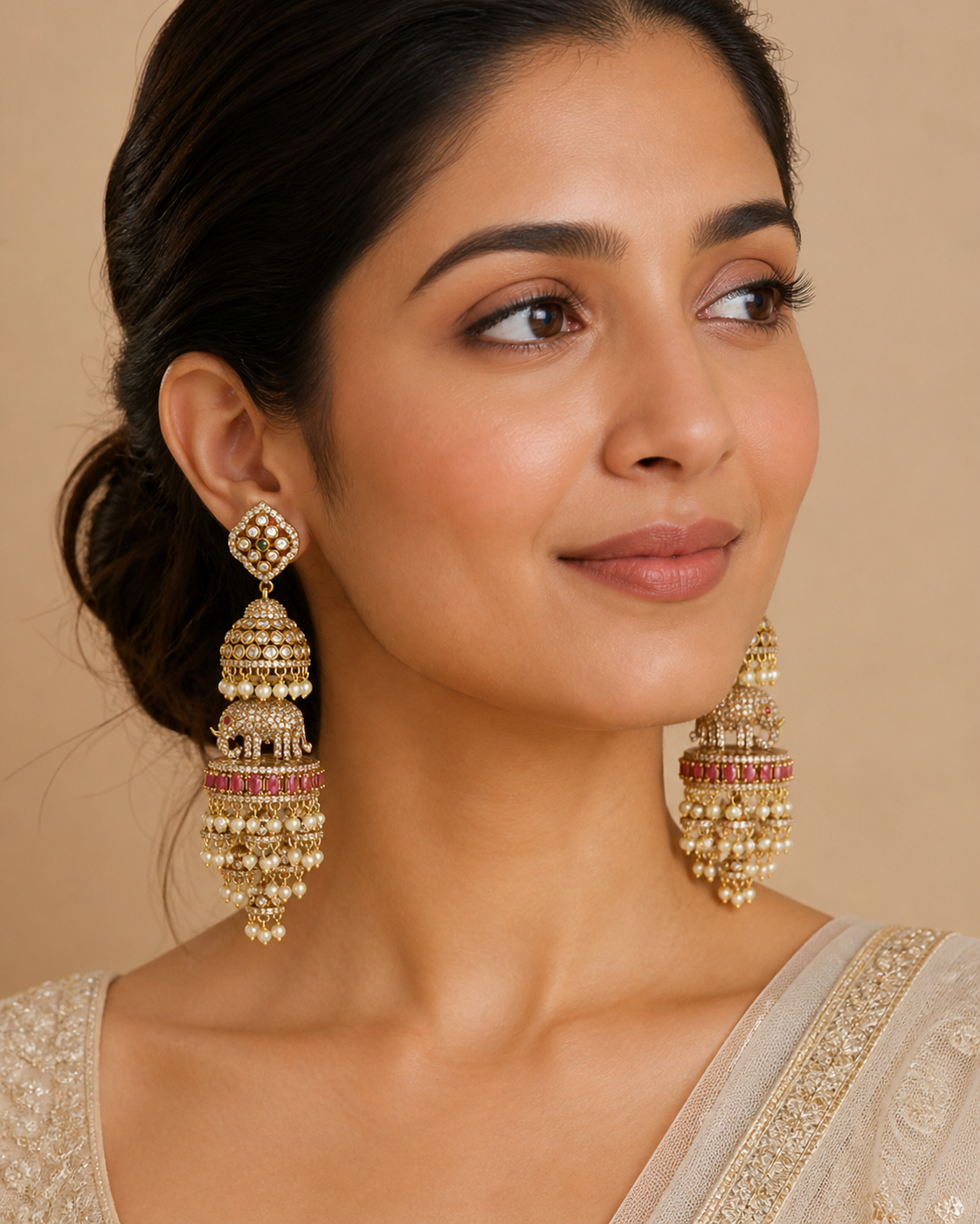 Maharani Pearl Elephant Jhumkas