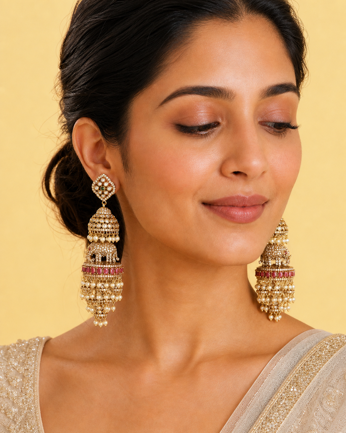 Maharani Pearl Elephant Jhumkas