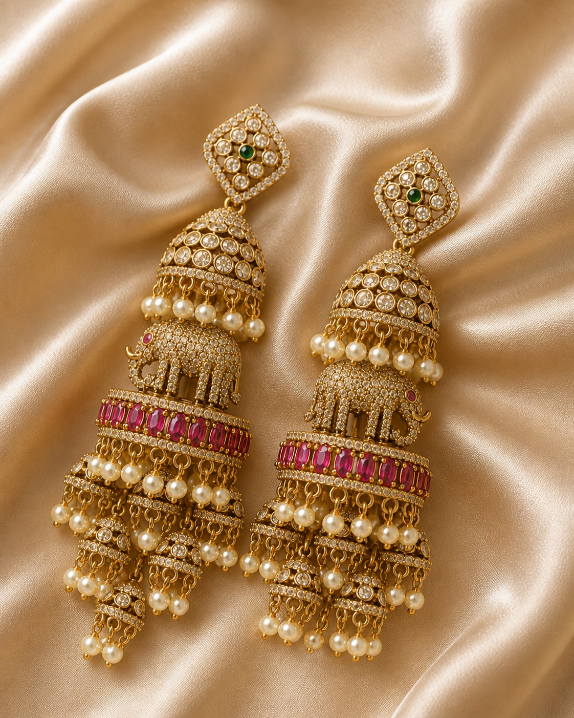 Maharani Pearl Elephant Jhumkas