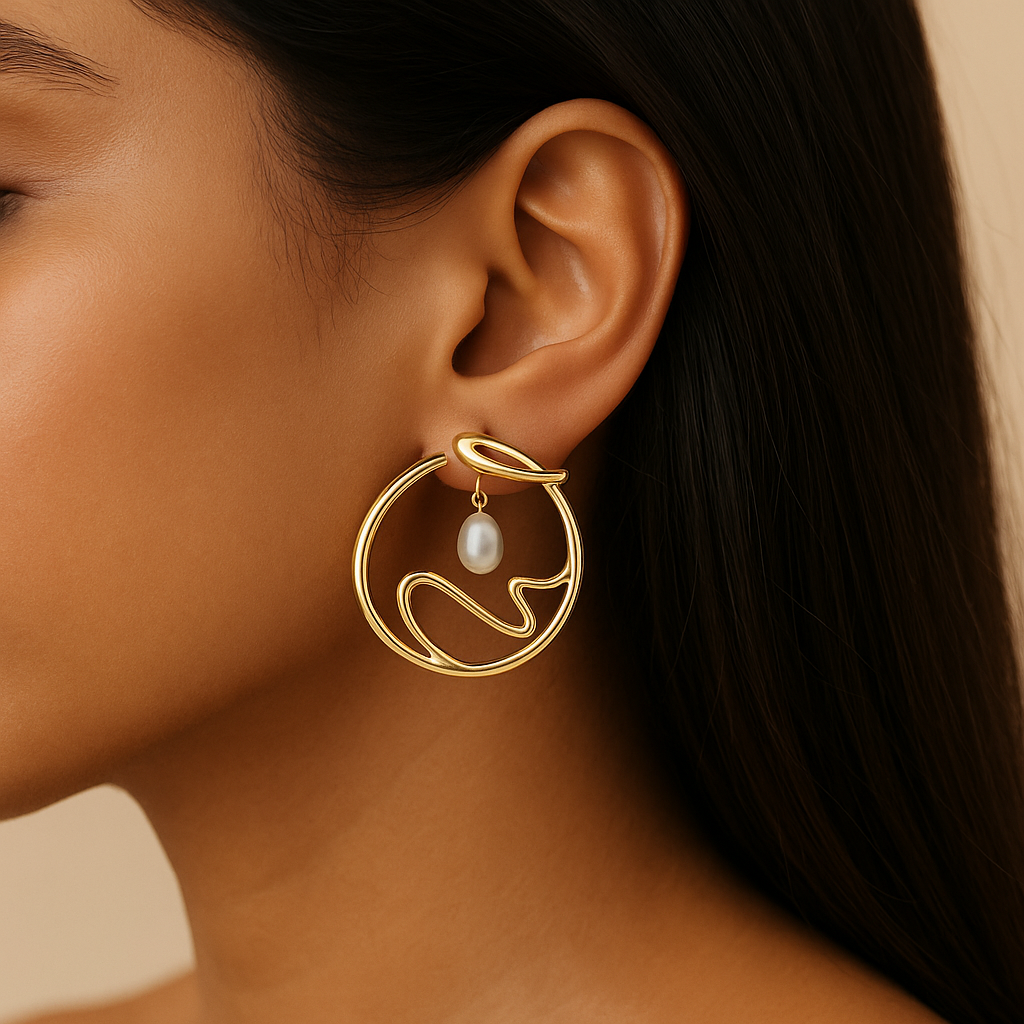 Aurelia Wave Pearl Hoops