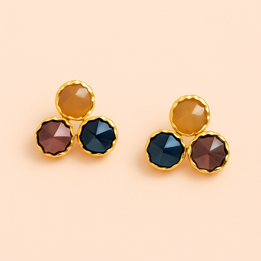 tricolor stone studs