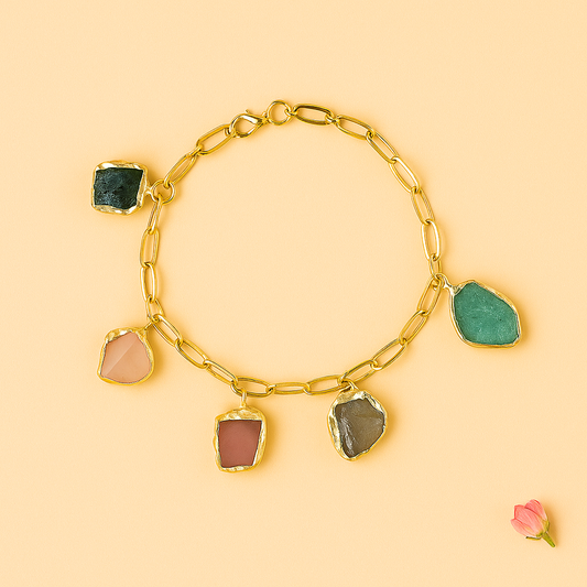 Rough stone chain bracelet