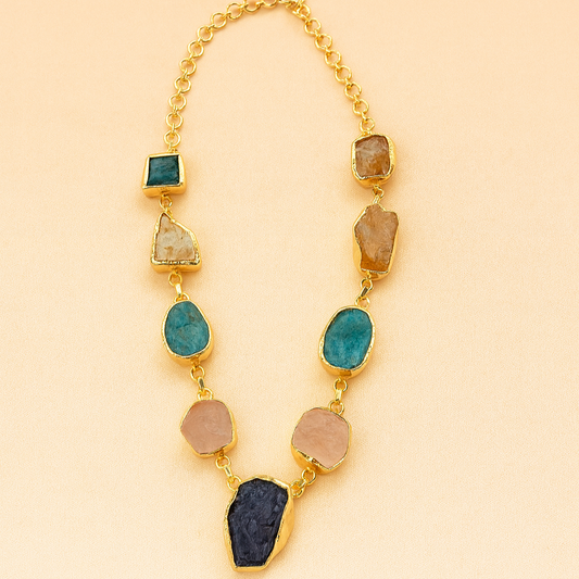Nine Treasures Rough Stone Necklace
