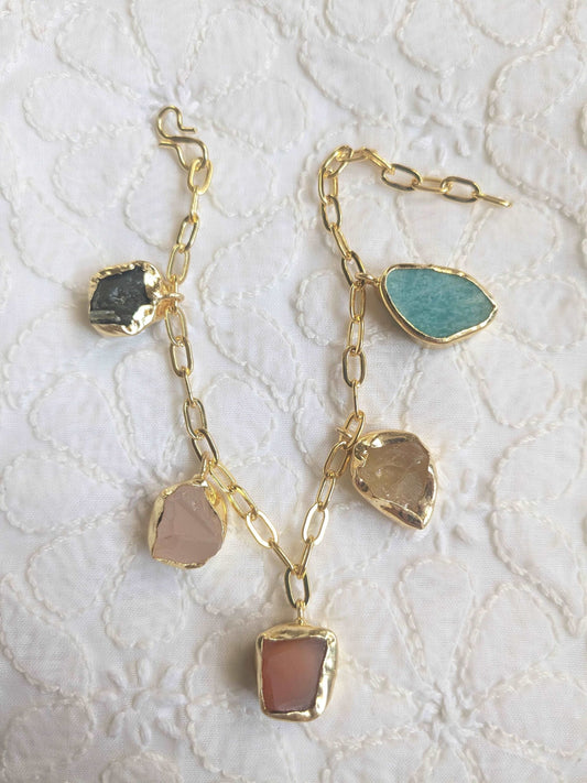 Rough stone chain bracelet