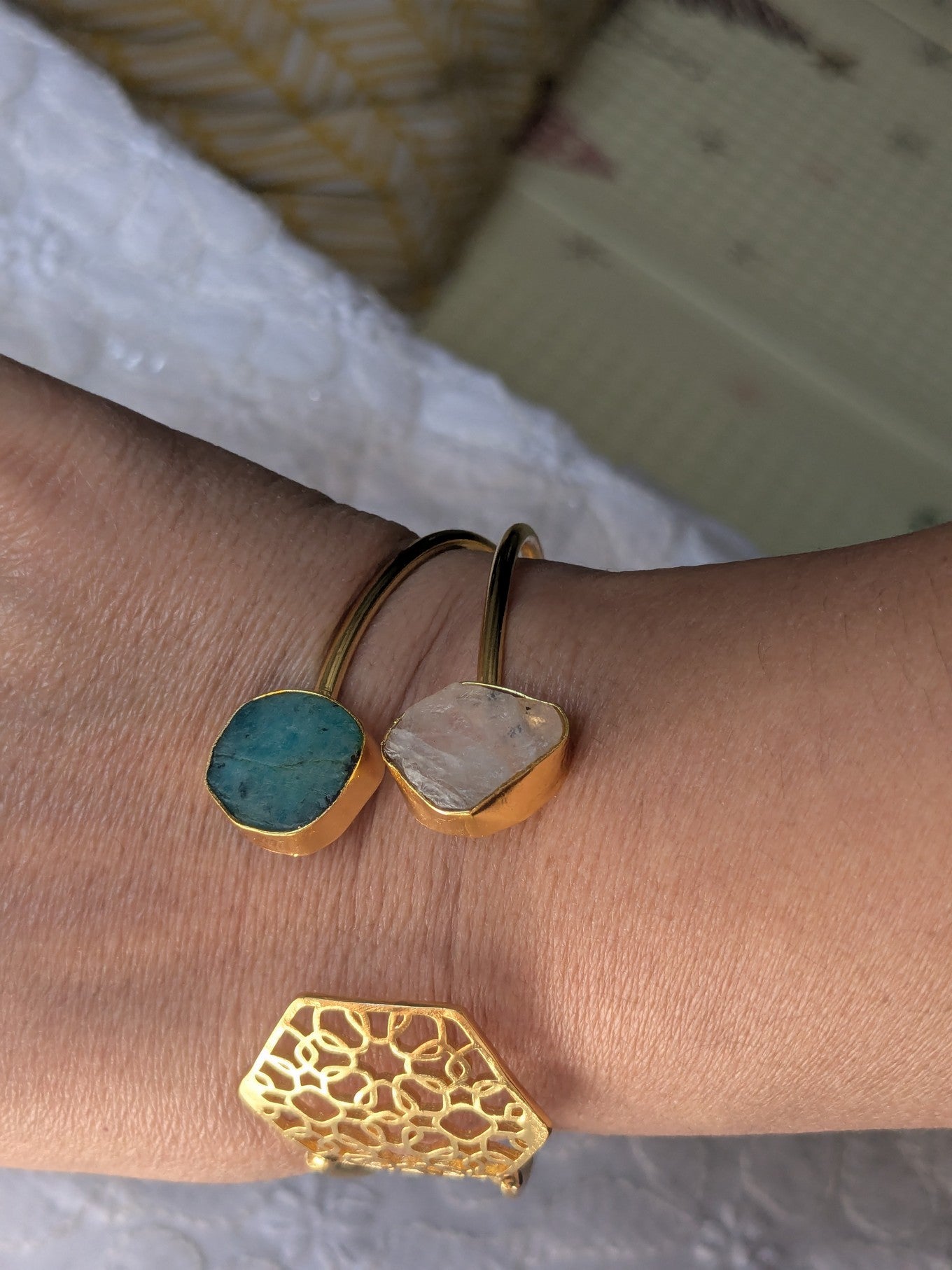 Rough Stone Brass Bracelet