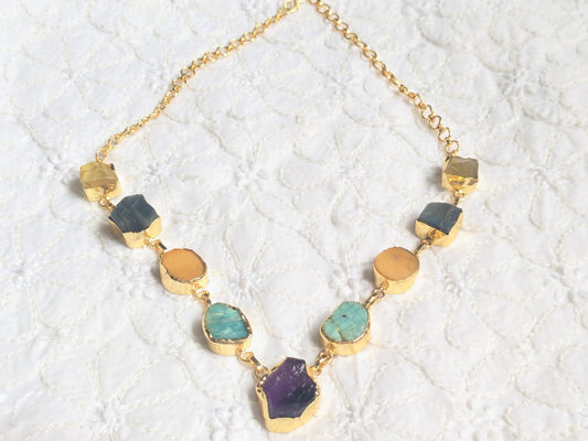 Nine Treasures Rough Stone Necklace