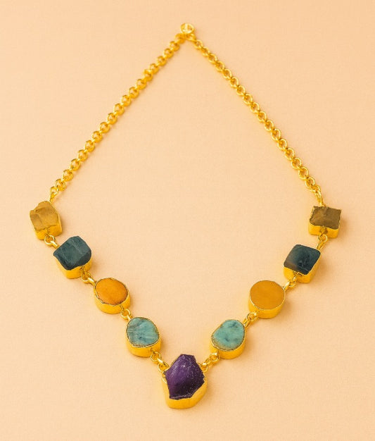 Nine Treasures Rough Stone Necklace