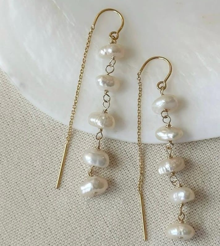 Mira Baroque Pearl Threader Earrings