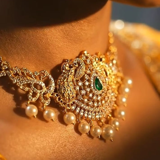Mayura Emerald Pearl Choker Set