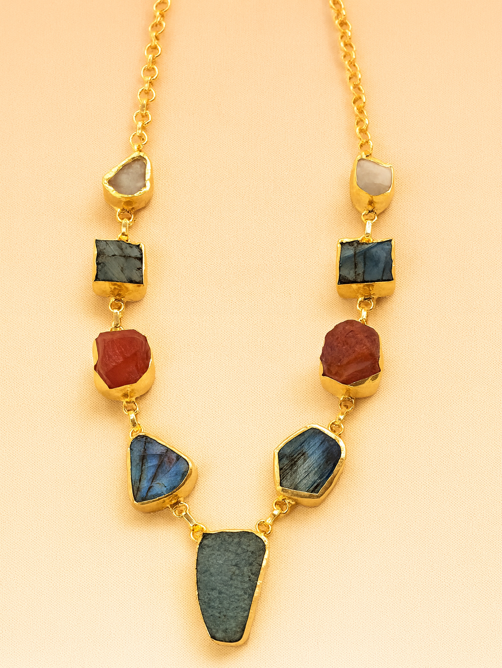 Nine Treasures Rough Stone Necklace