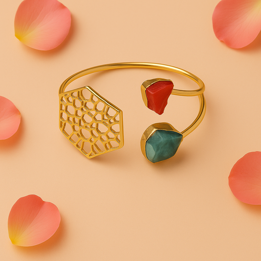 Rough Stone Brass Bracelet