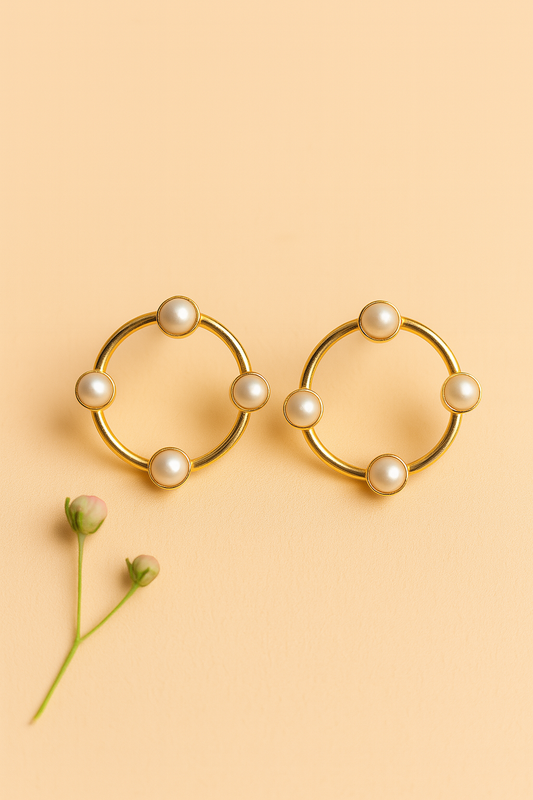 4 pearl small ring stud