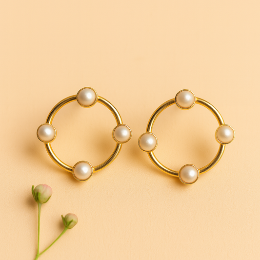 4 pearl small ring stud